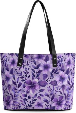 Generic Lavender Purple Floral Print Tote Bags for Women Cute Shoulder Purses Handbags