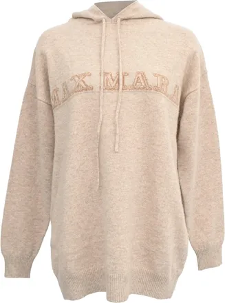 Max Mara Logo Hoodie in Beige Cashmere