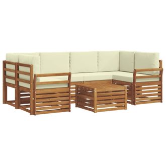 vidaXL Conjunto De Sof&aacute;s De Exterior Con Coj&iacute;n 7 Pcs Natural Y Crema Vidaxl