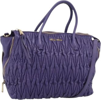 Miu Miu Pre-owned Hand Bag - Dames - Vintage Handtas - Paars - ONE Size - Leer - Vintage