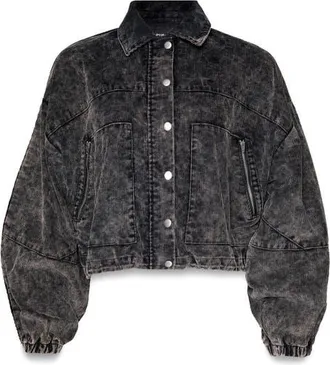 NASTY GAL Crop Corduroy Jacket in Washed Black at Nordstrom, Size 12