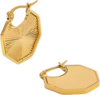 Adiba Rays of Hexagon 18k Plated Stainless Steel Huggie Earrings in Gold at Nordstrom