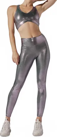 Heroine Sport Marvel Metallic Performance Legging In Orchid Haze
