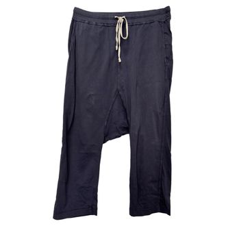 Rick Owens DRKSHDW broek met trekkoord in marineblauw katoen