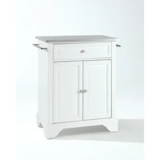 Crosley Furniture Lafayette Stainless Steel Top Portable Kitchen Island/Cart White/Stainless Steel