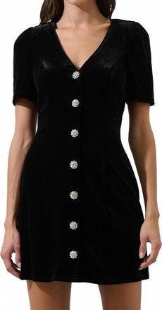 Sugarlips Jackson Velvet Button Mini Dress In Black