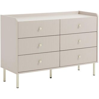 Vente-Unique Com&ograve; 6 cassetti Beige e dorato - LUNAOR