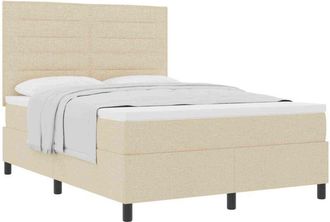 vidaXL Box Spring Bed with Mattress Cream 160 x 200 cm Fabric vidaXL
