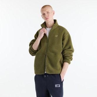New Balance Uomo High Pile Jacket in Marrone, Poly Fleece, Taglia 2XL