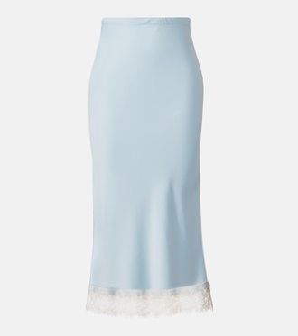 Faithfull The Brand Cydney lace-trimmed satin midi skirt