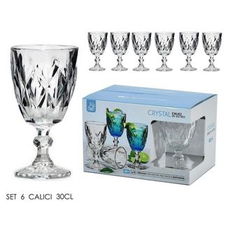 Trade Shop Trade Shop - Set 6 Calici Crystal 30 Cl In Vetro Trasparente Elegante Per Bibite Vino Acqua
