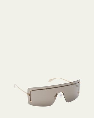 Alexander McQueen Studded Zinc Alloy Shield Sunglasses