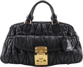 Miu Miu Pre-owned Handbags, female, Black, Size: ONE SIZE Pre-owned Leather Handbag