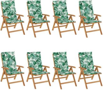 vidaXL Sillas De Jard&iacute;n Reclinables Y Cojines 8 Uds Madera Maciza Teca Vidaxl
