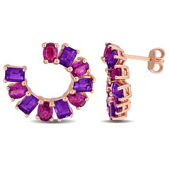 Mimi & Max Multi-Gem Curved Stud Earrings Sterling Silver