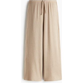 H&M Wide Rib-knit Trousers in Beige at Nordstrom, Size Xx-Small