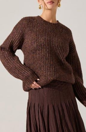 ASTR the Label Archer Crewneck Sweater in Brown Multi at Nordstrom Rack, Size Small