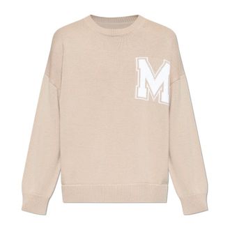 Maison Margiela Round-neck Knitwear, male, Beige, Size: XL Mixed-Material Sweater