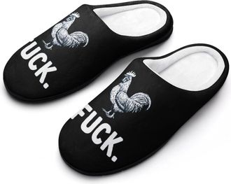Generic Funny Chicken Rooster Fuck1 Mens Slippers Memory Foam Winter Warm Sandals Slip On House Shoes Size 7-14