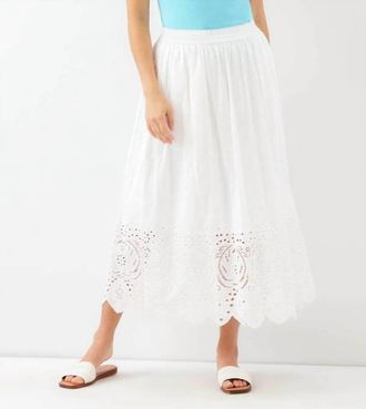 Karen Kane Cut-Out Embroidery Midi Skirt In Off White