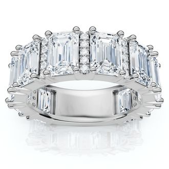 Pompeii3 5 1/2Ct Naya Emerald Cut Diamond Wedding Band 14k Gold/Pt Stack Ring Lab Grown