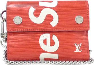 Louis Vuitton Rouge Leather Chain/Shoulder Wallet (Pre-Owned)