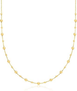 Ross-Simons Italian 18kt Yellow Gold Bead Station Necklace