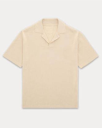 Fortela Adrien V-Neck Cotton Polo in Ecru at Nordstrom, Size X-Large Eu