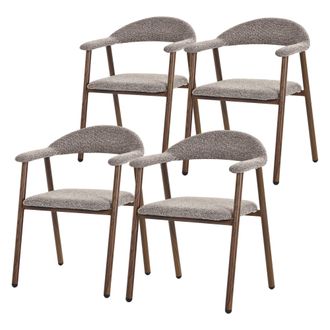 ML Design Ml-design Juego 4 Sillas De Comedor Con Reposabrazos, Asientos De Cocina Y Sal&oacute;n Con Respaldo, Tapizado Tejido Y Estructura De Acero Con Aspecto Mader