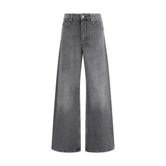 Marine Serre Jeans, Dames, Grijs, M, Denim, Moon Laser Denim Jeans