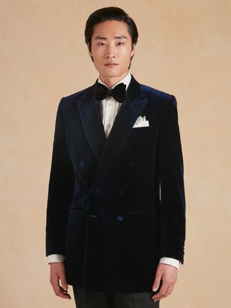 Oliver Brown Cadogan Smoking Jacket - Navy Velvet