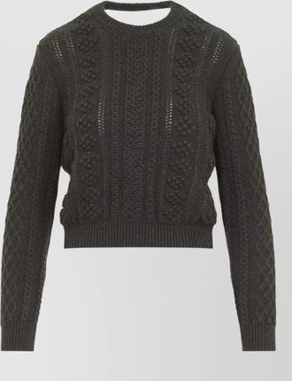 Jil Sander cable knit cropped wool blend sweater
