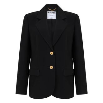 Moschino Blazers, female, Black, Size: XL Elegant black jacket in soft fabric