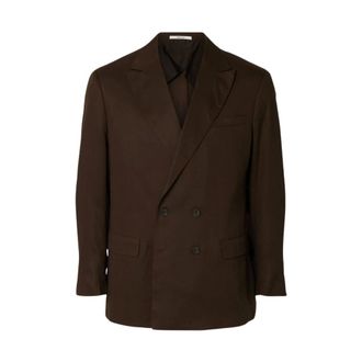 Selected Blazers, male, Brown, Size: 2XL Relaxed Kim Double-Breasted Blazer