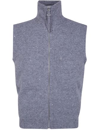 Seventy Sweater Vest Zipped Zipped Gilet With Pailletes