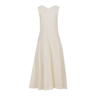 Khaite Mouwmloze Katoen Zijden Jurk - Dames - Jurken - Beige - Maat: XS Katoen