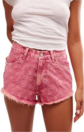 Free People Mixed Emotions Shorts Womens Dragonfruit Denim High Rise FROG541