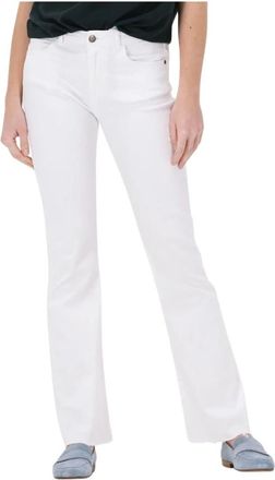 Minus Witte Flared Jeans Enzo Broek - Dames - Regular Fit Jeans - Wit - 4XS - Denim - Jeans