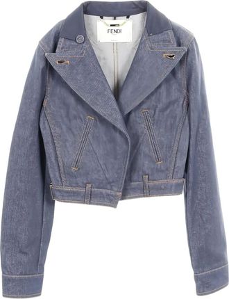 Fendi 2010s logo denim jacket - Blue
