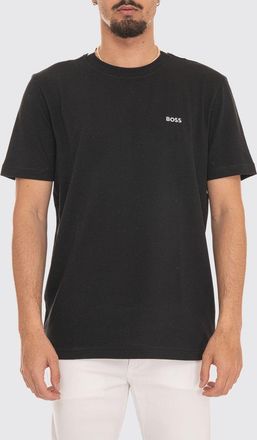 HUGO BOSS T-shirt girocollo in cotone con logo a contrasto sul petto