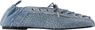 Ganni Blauwe Denim Ballerinas met Oogjes - Dames - Ballerinas - Blauw - 35 EU - Denim - Schoenen