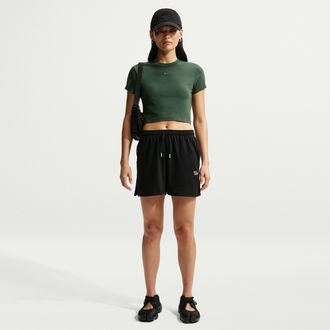 Nike Womens Nike Sportswear Chill Knit High-Waisted Lightweight Shorts in Black | IQ0094-010