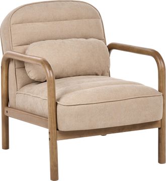 Beliani Sill&oacute;n Estilo Moderno De Mediados De Siglo Estructura De Madera Tapizado De Tela Beige Agger