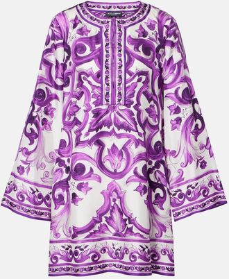 Dolce & Gabbana Abito corto Majolica in twill di seta