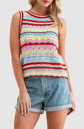 All in Favor Stripe Sleeveless Knit Top in Red Multi Stripe at Nordstrom, Size X-Small