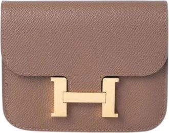 Herm&egrave;s Pre-owned Constance Slim Riem Portemonnee - Dames - Vintage Accessoires - Bruin - ONE Size - Leer - Vintage
