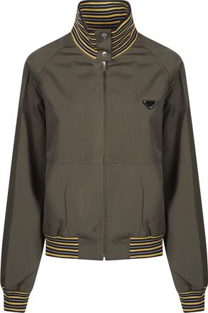 Prada Poplin Bomberjack - Dames - Bomber jackets - Groen - M - Katoen - Jassen