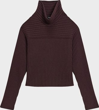 Theory Wool Knit Long-Sleeve Turtleneck Top
