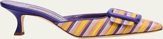 Manolo Blahnik 50mm Maysalebi Striped Mule Pumps