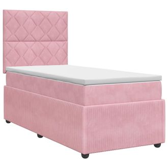 vidaXL Letto Box Spring Con Materasso Rosa 90 X 200 Cm Velluto Vidaxl
